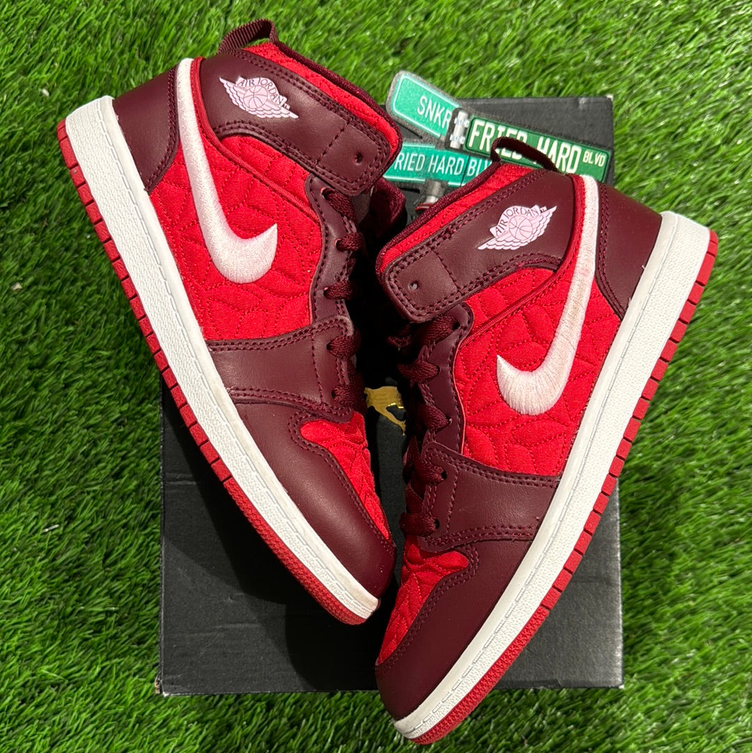 Air Jordan 1 Mid SE PS 'Red Quilted'