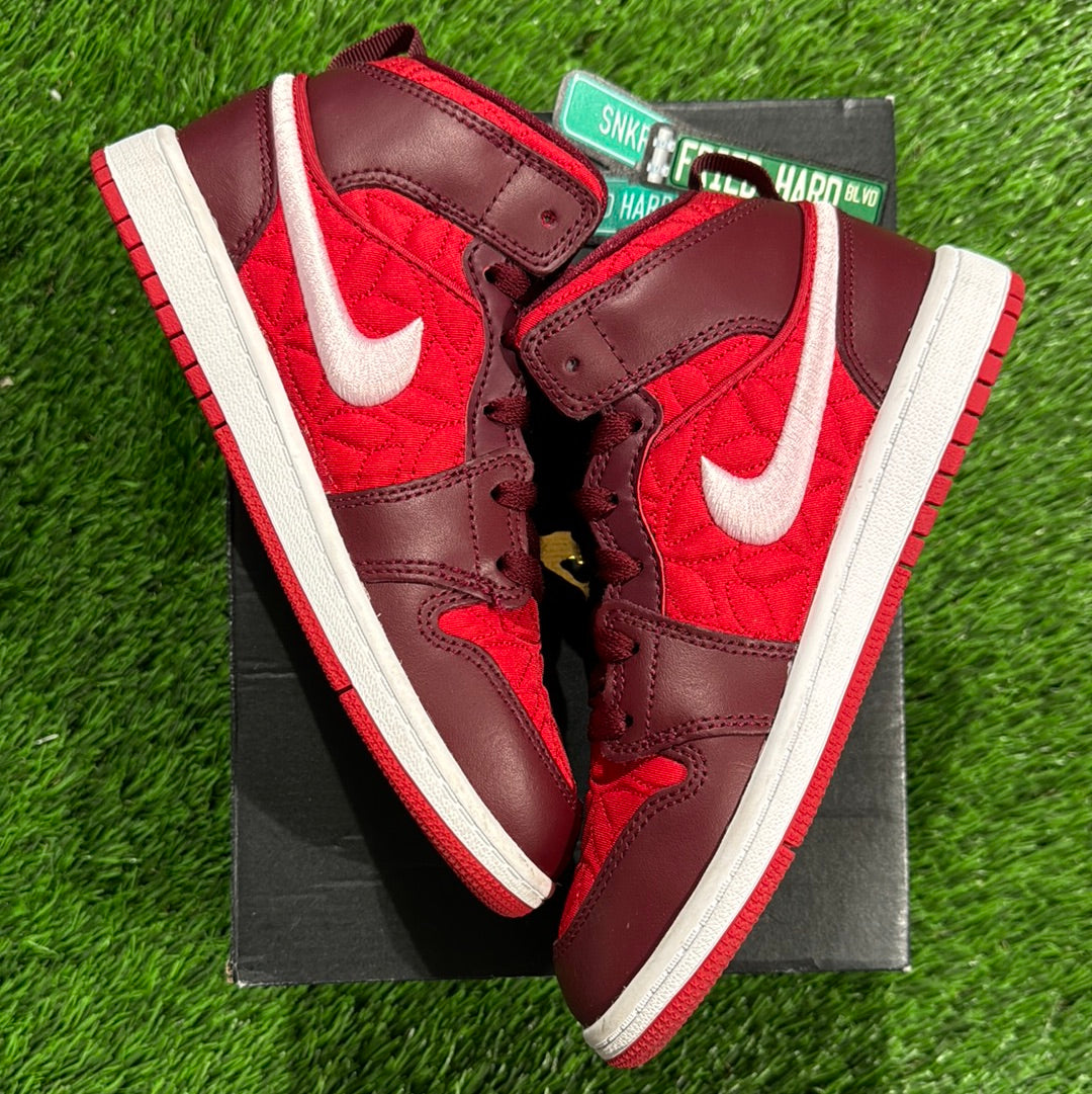 Air Jordan 1 Mid SE PS 'Red Quilted'