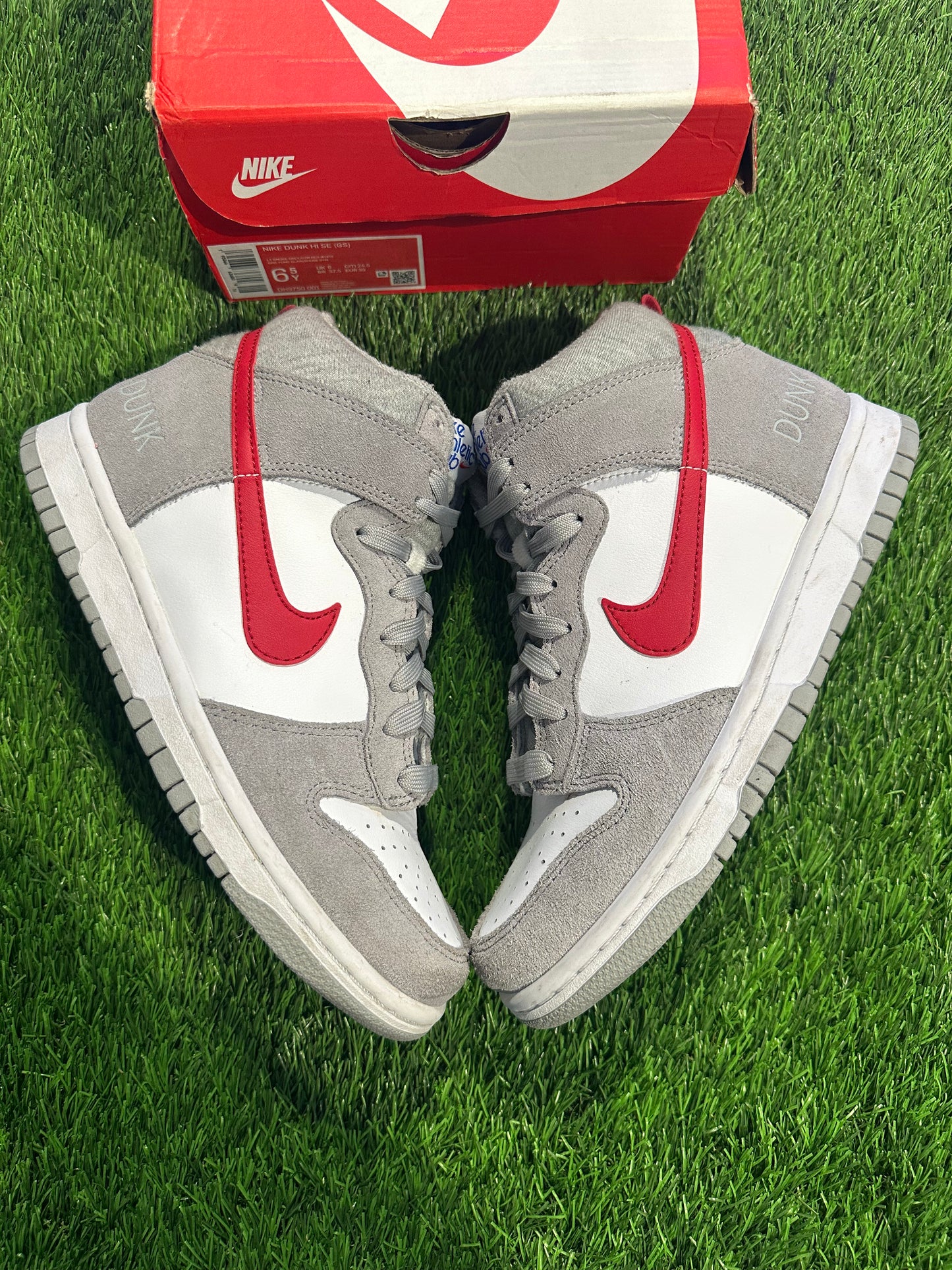 Nike Dunk High Athletic Club Grey Red (GS)